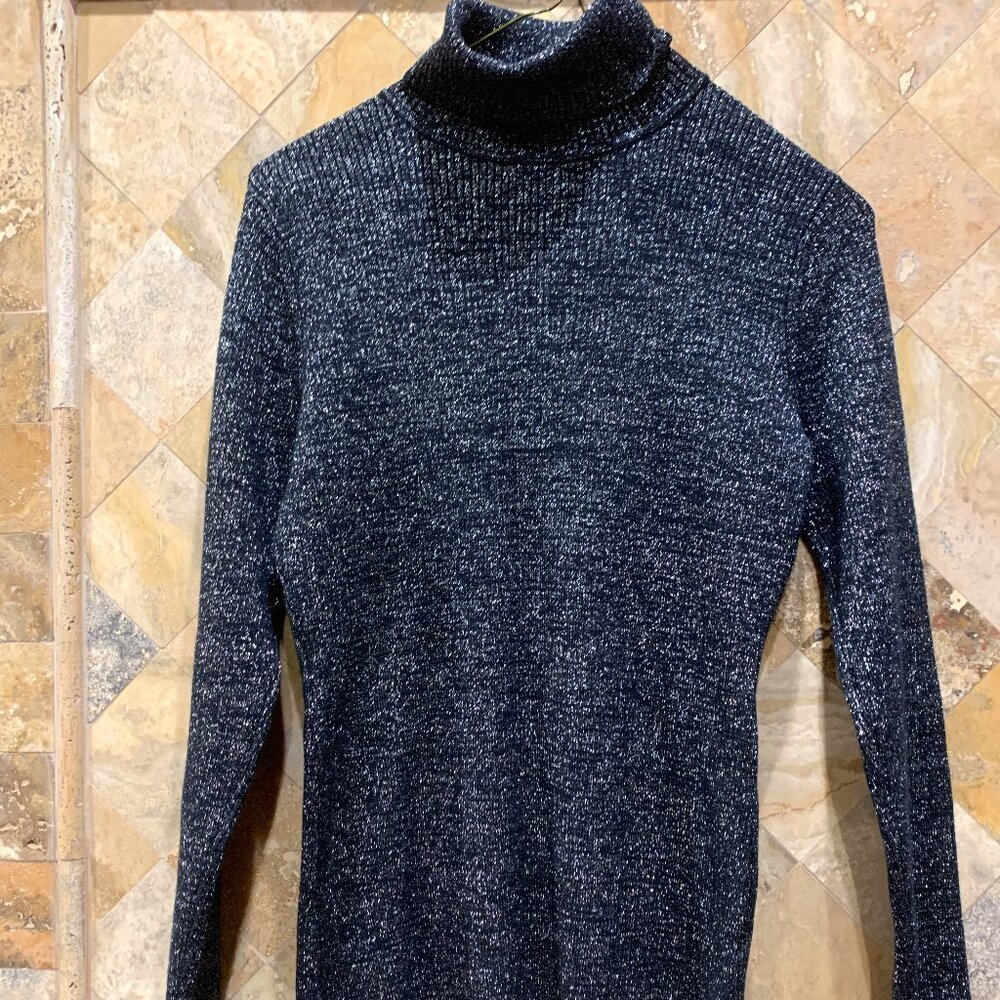 Style & Co. Black with Silver Sparkles Turtleneck M